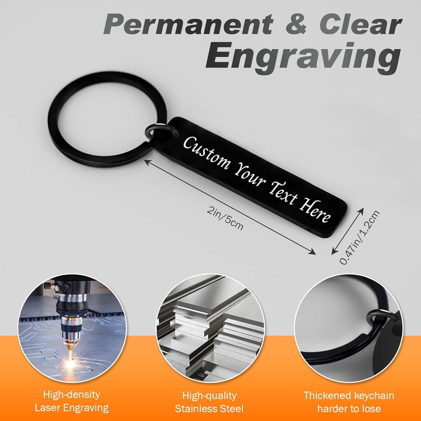 Custom Keychain with Picture, Personalized Photo Keychain with LOGO Text, Customized Gifts for Boyfriend Couple