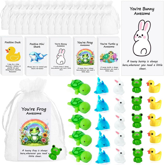 20 Set Employee Appreciation Gifts Bulk for Thank You Staff Back to School Student Teacher Office Coworker Nurse Pocket Gift Favors Animal Pun Inspirational Note Cards Turtle Shark Frog Duck Favors