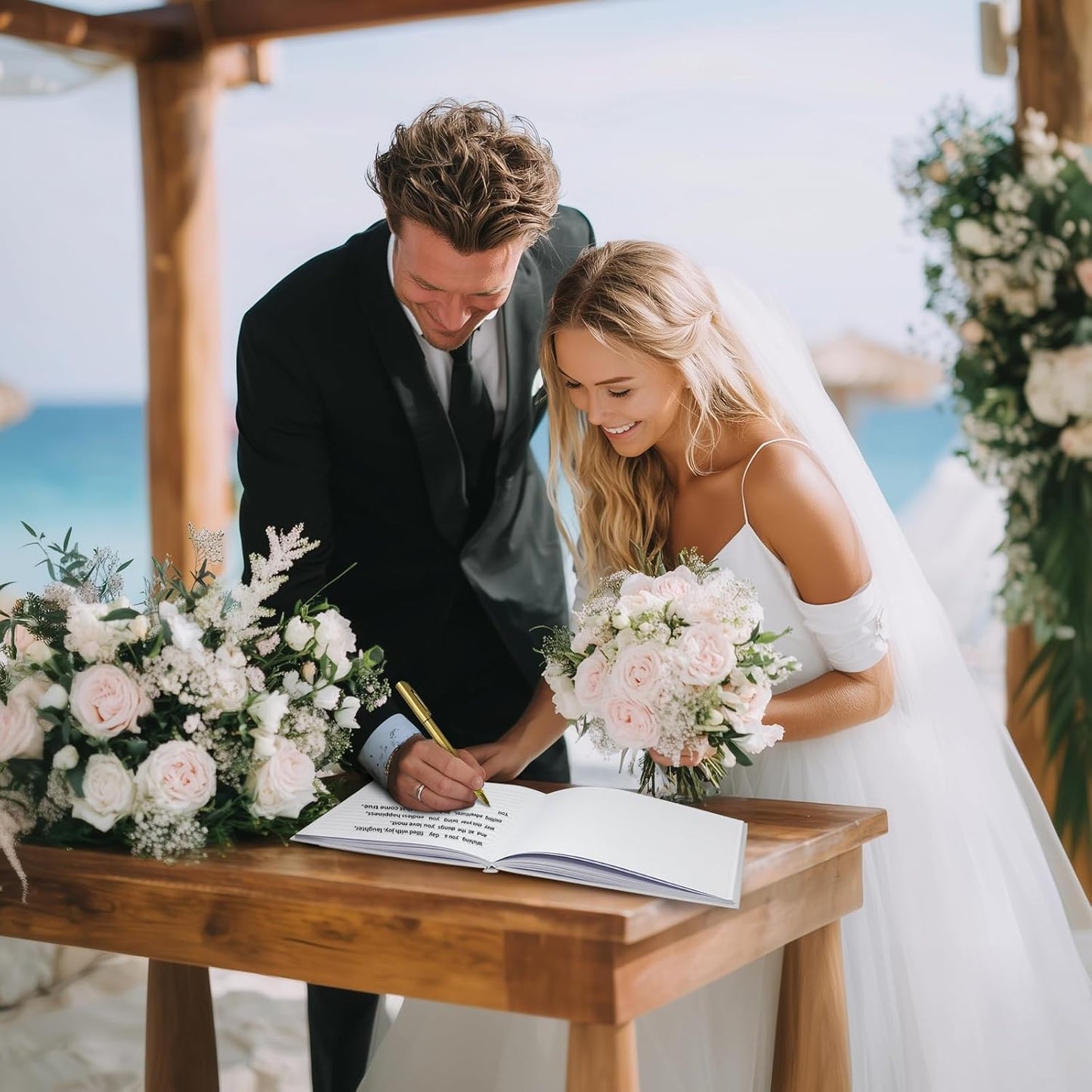 FREXISYN Wedding LOVE Guest Book 9x7'' - Personalized Photo Guestbook with Pens for Reception, Baby Shower & Birthday [hardcover]