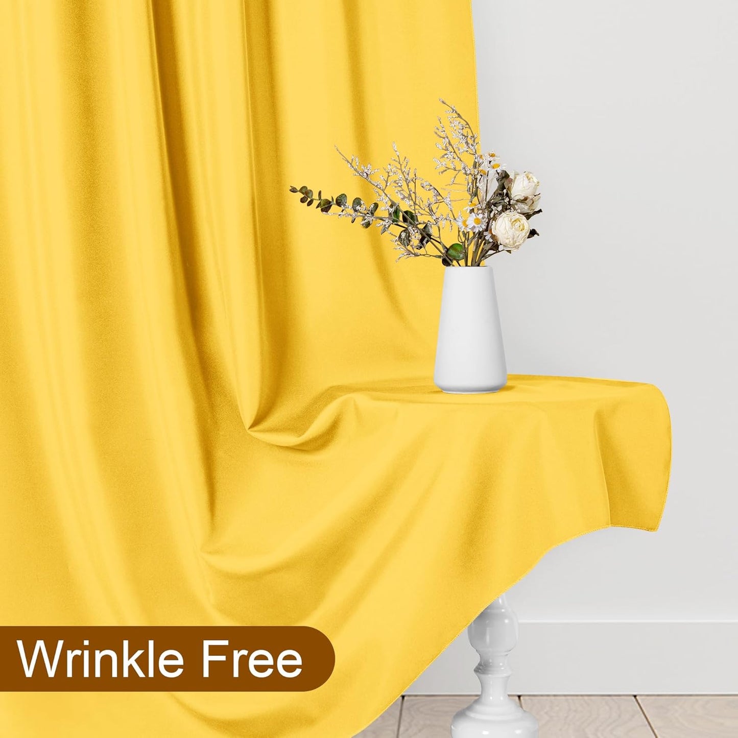 DWCN 10x8 FT Yellow Backdrop Curtains for Parties, Photography Backdrop Drapes with Rod Pockets for Wedding Decorations Stage Birthday Family Gatherings, 2 Panels 5ft x 8ft