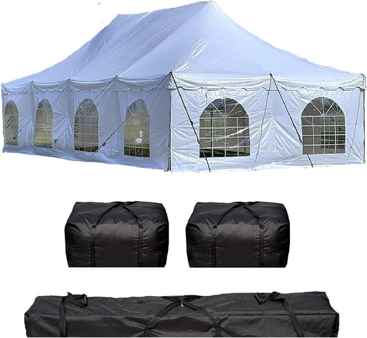 40'x20' PVC Pole Party Tent with Storage Bags, Tents for Parties, Fire Retardant (FR), Heavy Duty Wedding Tent Canopy, Outdoor Commercial Event Tents, Waterproof Top