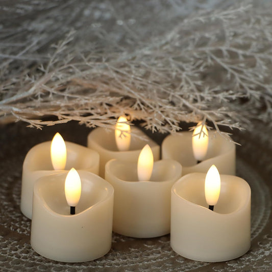 6 Pack Battery Operated Votive Candles 1.5 x 1.67 inches Flameless Votive Tealights Black Wick Tea Lights LED Electric Fake Candles Realistic for Wedding Christmas Thanksgiving Party Decoration