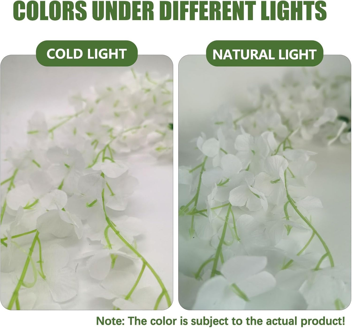 36 Pack White Wisteria Hanging Flowers, 3.44 Ft Fake Hanging Flowers, Artificial Wisteria Garland Vines for Wedding Room Backdrop Outdoor Patio Garden Decoration