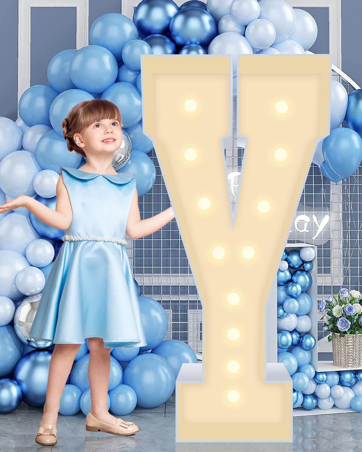 4FT Marquee Plastic Letters Y - Light up Letters Y Are Made from Corrugated Plastic Board - Quick Assembly Without Tools, Disassembled Components Can Be Used for Garage Sale Signs, Yard Sale Signs