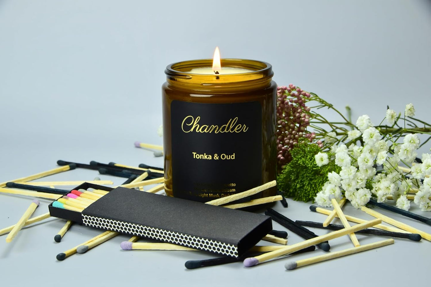 Chandler Studio 10 Boxes - Wooden Matchsticks in a Blank Matchbox with White/Black Matchboxes Colorful Tips (4" Matchboxes, 10 Boxes)