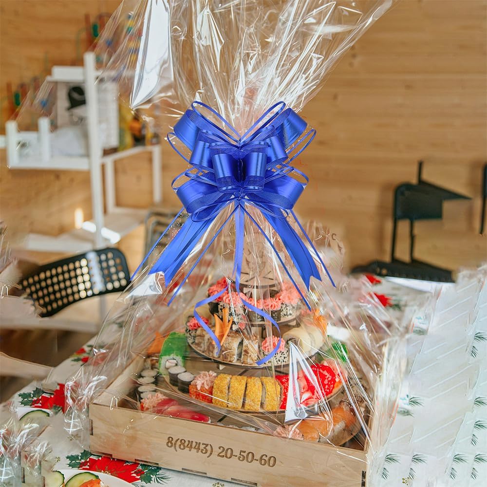 WEWILUCK Bows for Gift Basket - 15PCS Perfect Large Blue Gift Bows for Gift Wrapping, Pull Bows for Man Present Decoration Birthdays Holiday and More(Royal Blue, 6 inches)