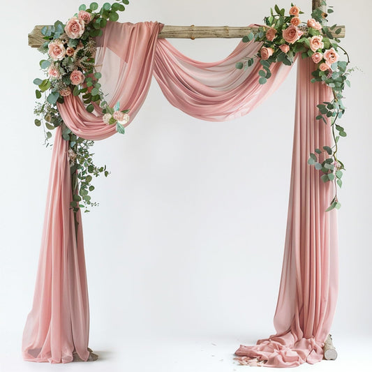 Wedding Arch Draping Fabric 1 Panel 28.7" x 20FT Dusty Rose Sheer Chiffon Backdrop Drapes for Wedding Ceremony Birthday Party Bridal Shower Outdoor Decoration