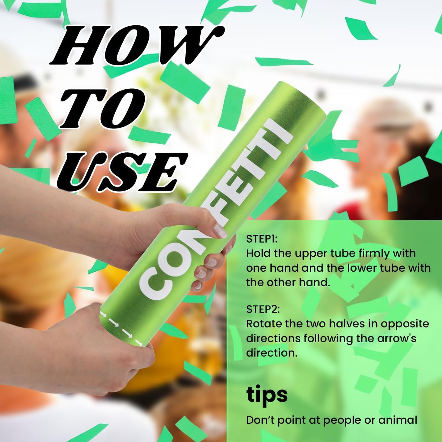 Confetti Cannon Green Biodegradable Confetti Poppers 12Pack Party Poppers Confetti Shooters Green Sticks for Wedding Graduation Engagement Anniversary Bridal Shower Valentines Day Birthday