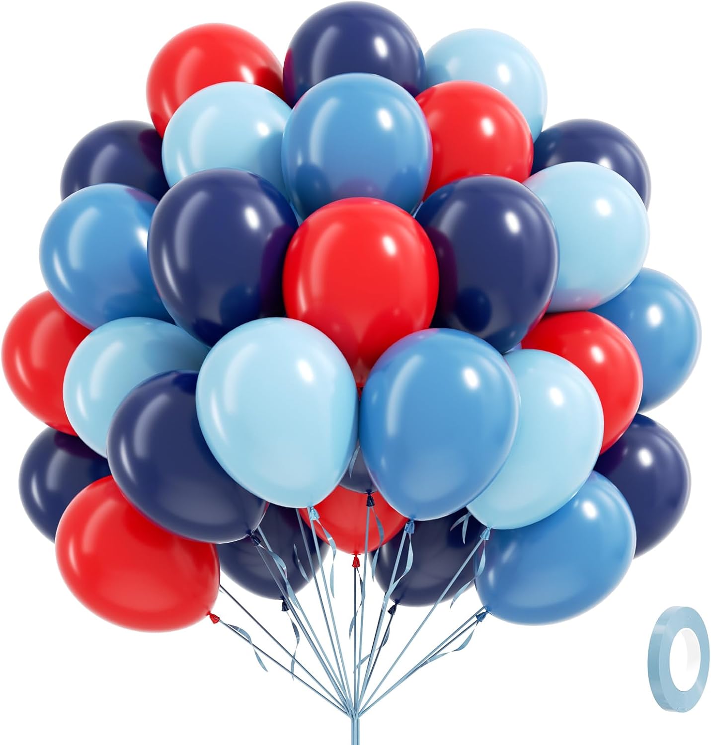 60pcs Red and Blue Balloons 12inch with Navy Slate Dusty Blue Red Balloons for Baby Shower Birthday Party Decorations
