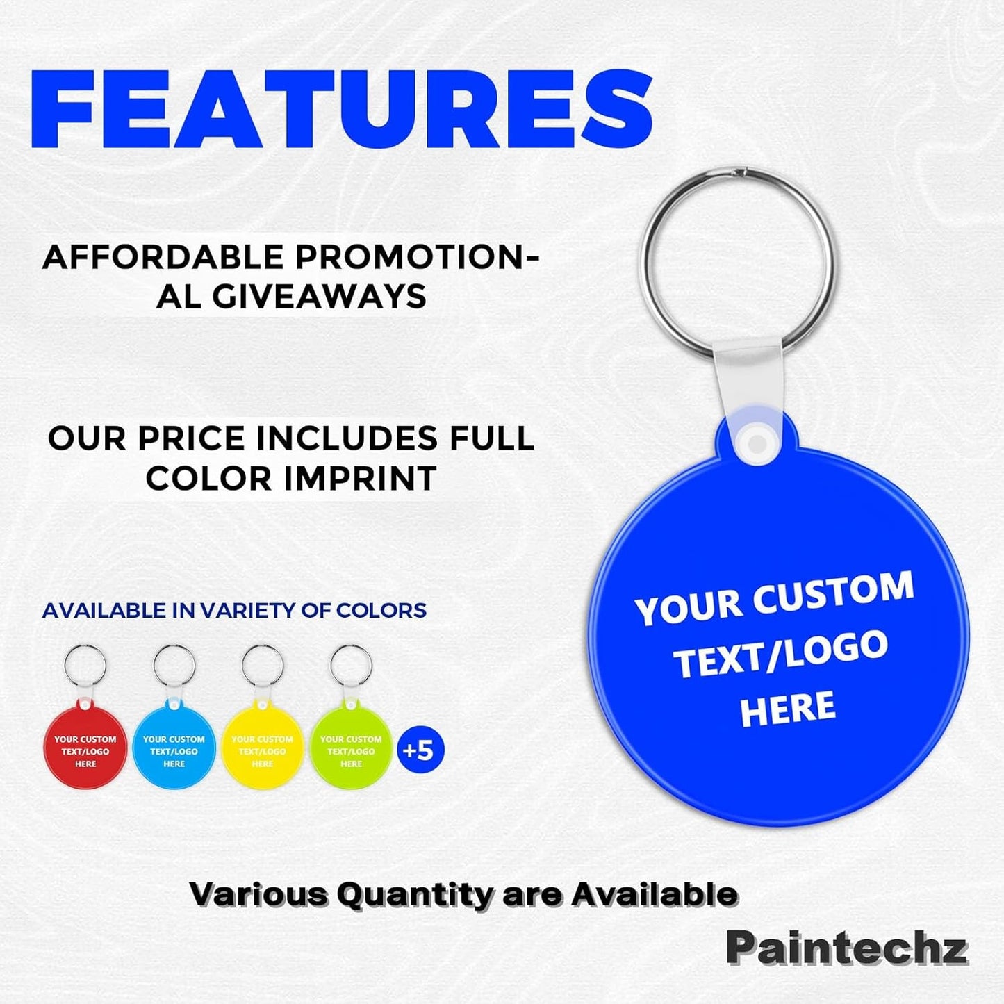 Custom Round Soft Keychains 500 Pack, Personalized Logo, Text Bulk - Perfect for Tradeshows, Party Favors, Events - Customizable Key Tags