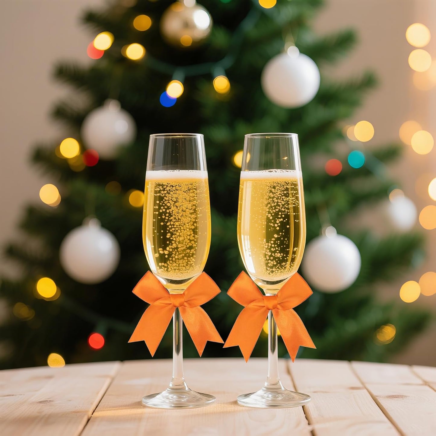 50 PCS Twist Tie Bows Satin Ribbon Bows 3.3 Inch Gift Wrap Bows Craft Bows for Gift Wrapping, Party Decorations Gifts Bag DIY Treat Bags Wedding Decor Baby Shower Christmas (Orange)