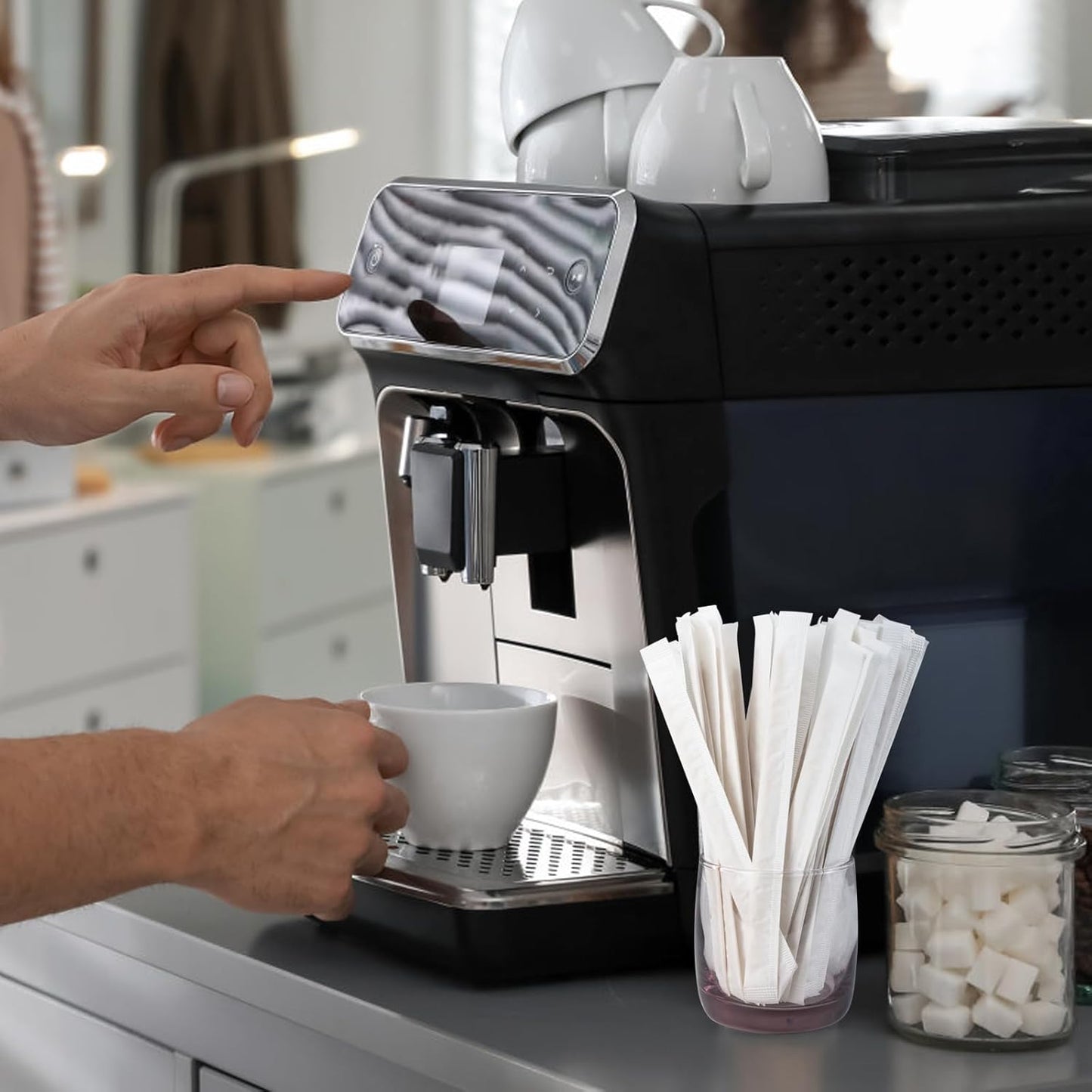 250 Pcs Coffee Stirrers 5.5 Inch Wood Coffee Stir Sticks Individually Wrapped Wooden Stir Sticks Disposable Wood Stir Sticks Eco-Friendly Wood Coffee Stir Sticks for Coffee, Cocktail (250 PCS)