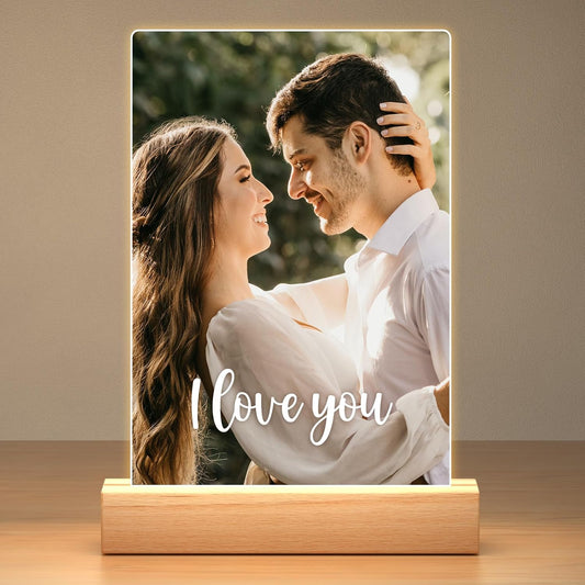 Custom Picture Frames with Photo, Personalized Photo Frame with Night Light, Customized Picture Frame, Personalized Anniversary Couple Gifts for Women Men Her Him Boyfriend Girlfriend