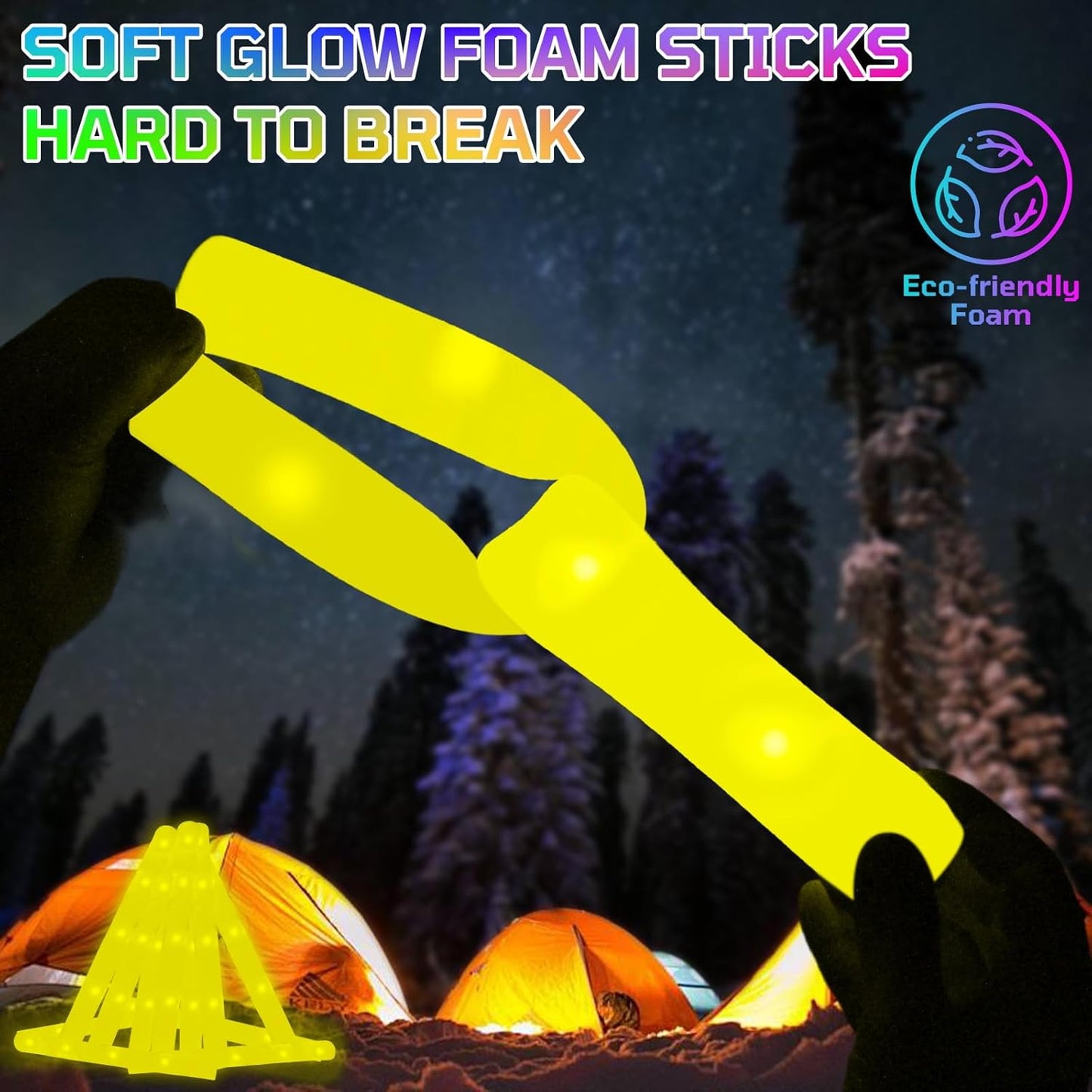 Foam Glow Sticks Bulk, 30 PCS Yellow Light Up Foam Sticks 3 Modes, Glow Party Supplies for Wedding,Raves, Carnival, Concert, 4th of July, Halloween, Christmas, New Year