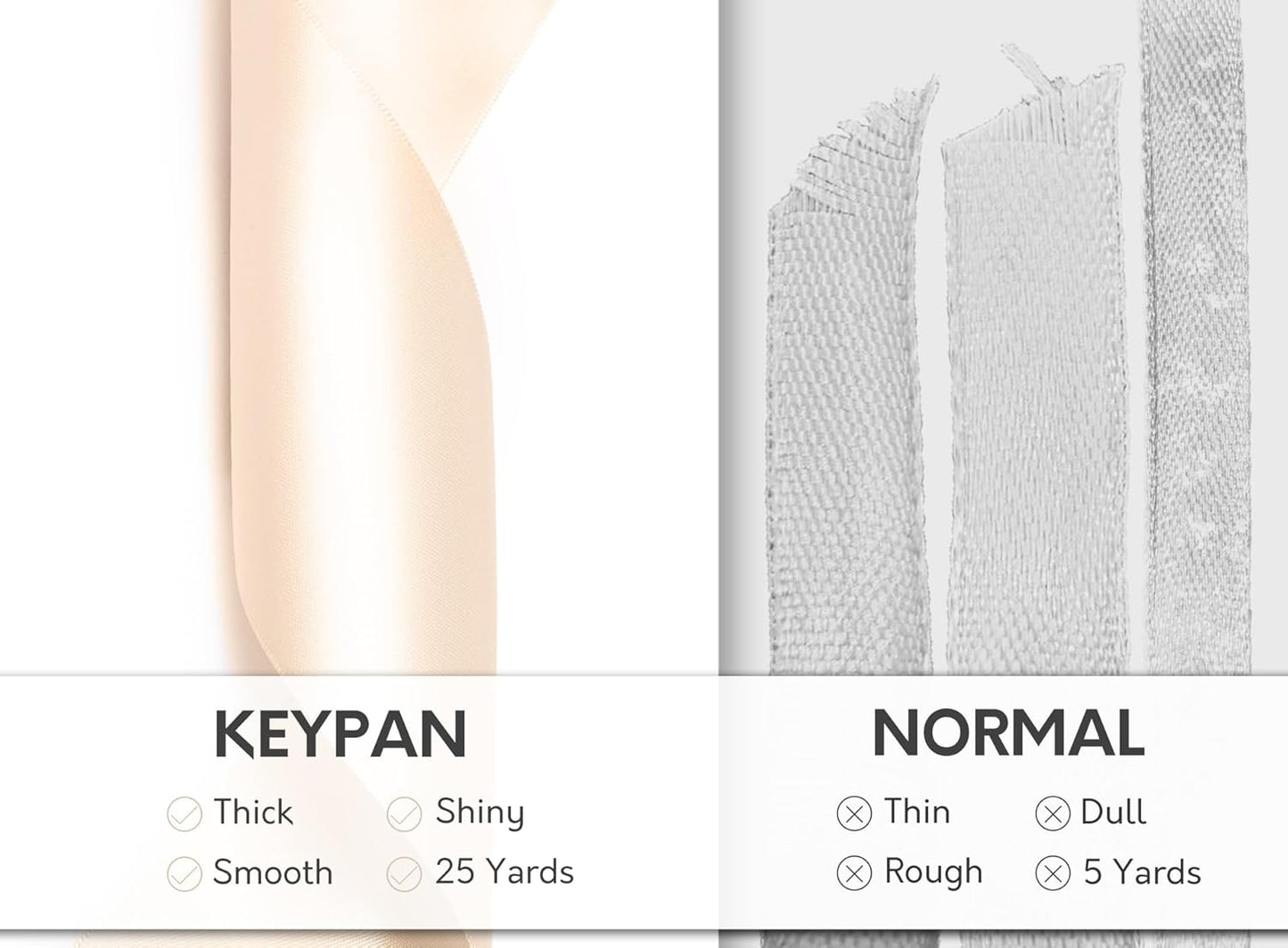 Light Champagne Satin Ribbon 2.5 Inch Double-Faced Polyester 25 Yards Ribbons for Flower Bouquet Gift Wrapping Party Decor Wedding Invitation DIY Craft