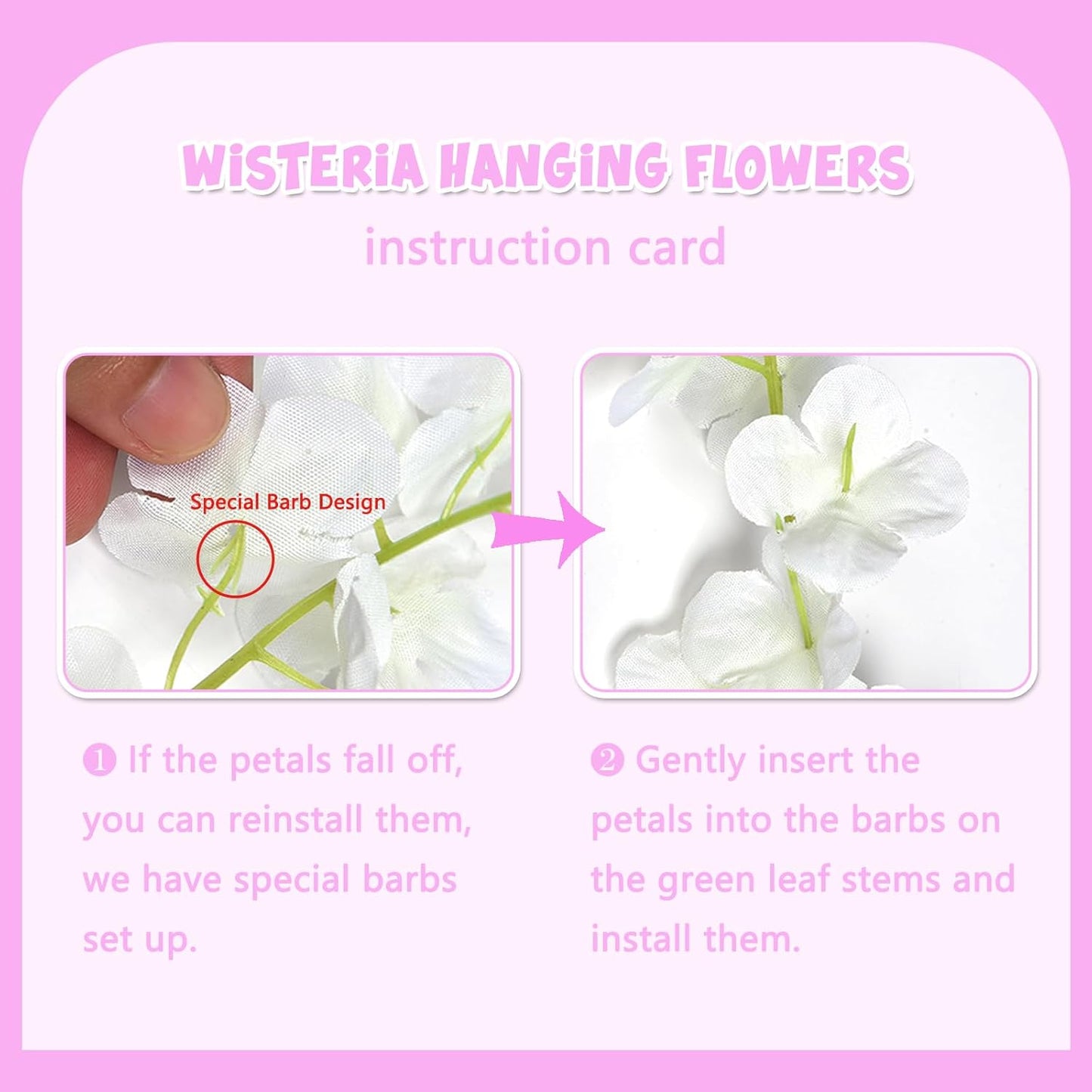 12 Pack Pink Wisteria Hanging Flowers Garland, 3.77 Feet Artificial Flower Vines, Fake Wisteria, Artificial Vines Hanging Garland for Backdrop Outdoor Yard Garden Decor