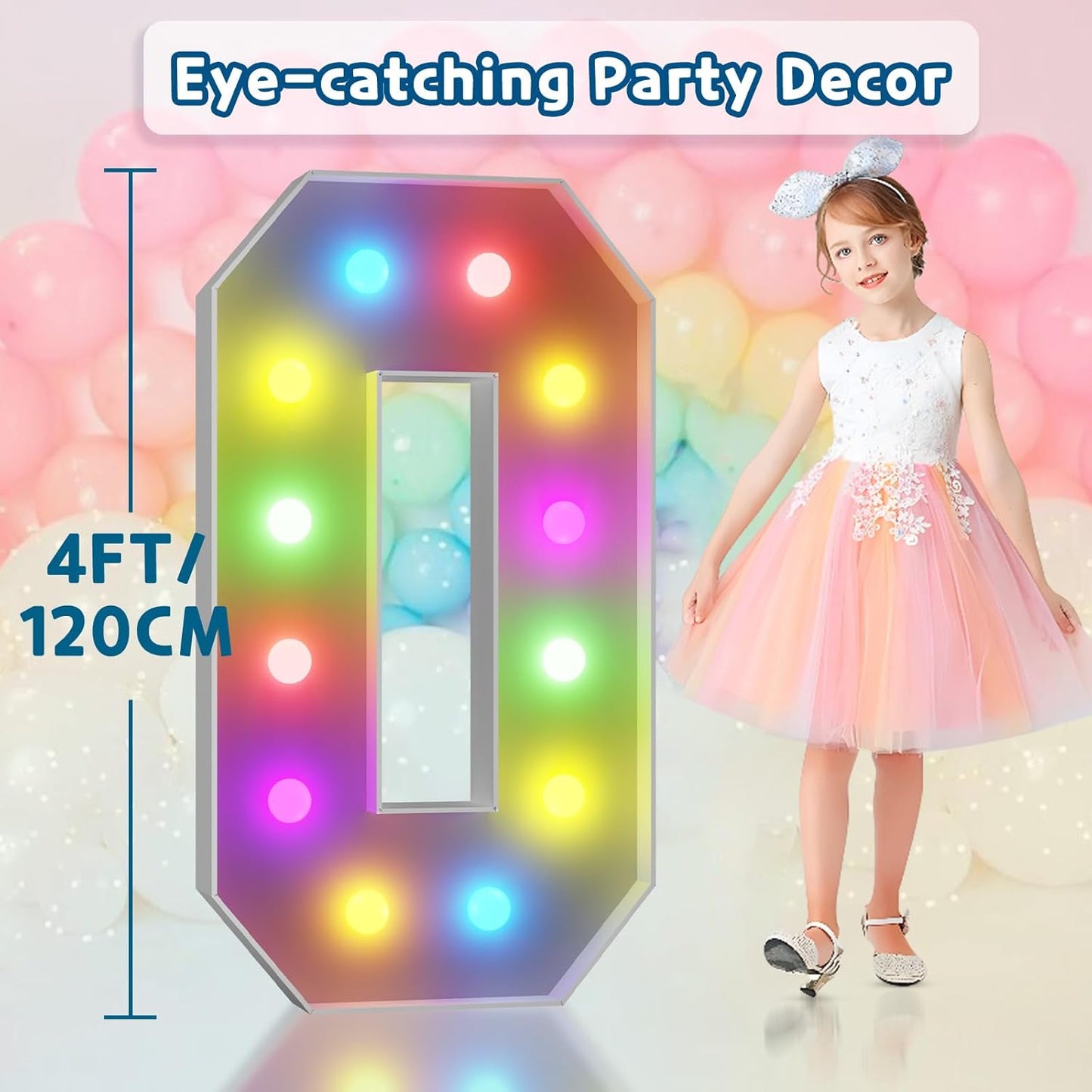 imprsv 4FT Colorful Marquee Light Up Letters O, 18 Colors Large Light up Letters Alphabet Sign with Remote, Big Marry Me Sign, Birthday Party Decorations Baby Shower Anniversary Wedding Decoration