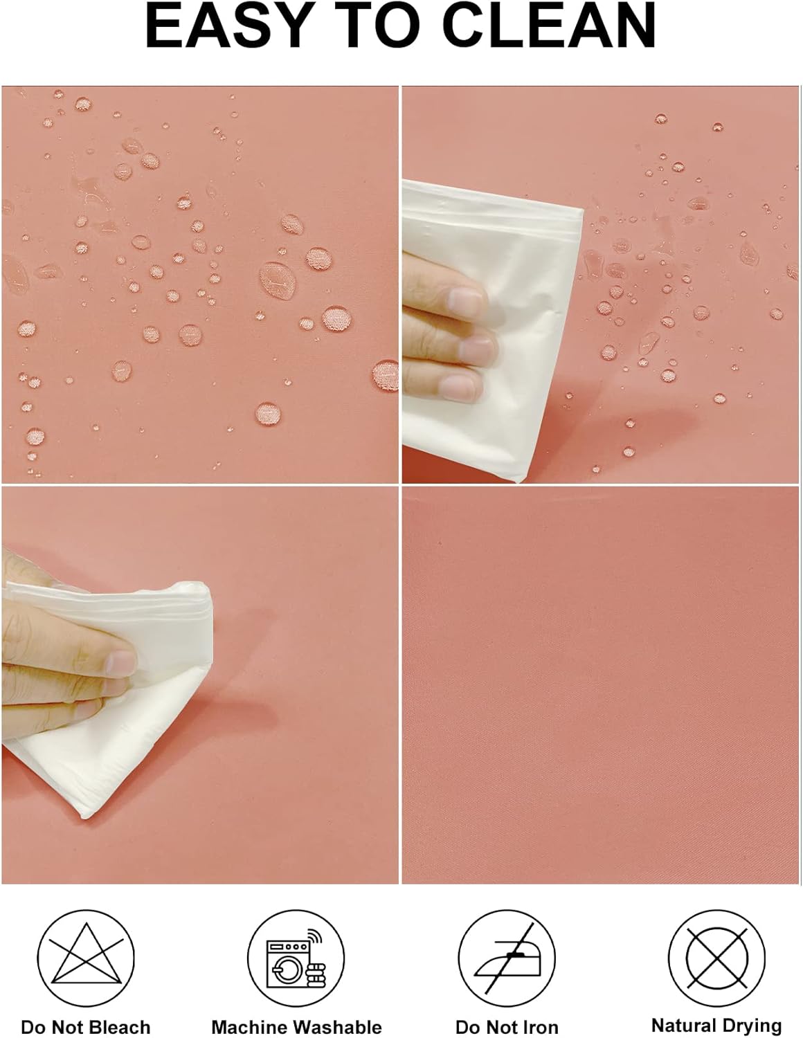 Fokitut 2 Pack Waterproof Square Tablecloth, 90x90 Inch, Stain Resistant and Wrinkle Polyester Table Cloth, Fabric Table Cover for Kitchen Dining, Wedding, Party, Holiday Dinner-Dusty Pink