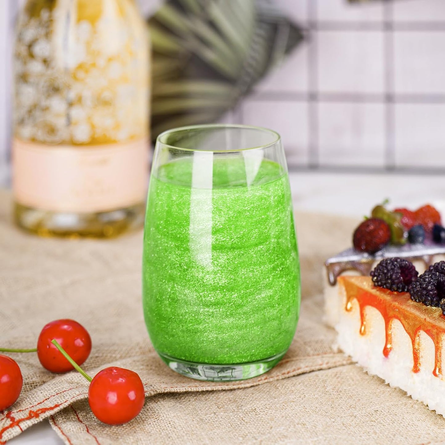 NiHome Edible Food-Grade Glitter Powder Glimmer Luster Dust Metallic Fancy Food Decorating Sprinkle Glimmery Dust for Drink Wine Beverage Cake Bakery Vegan Allergen-Free (Fruit Green, 0.35oz/10g)