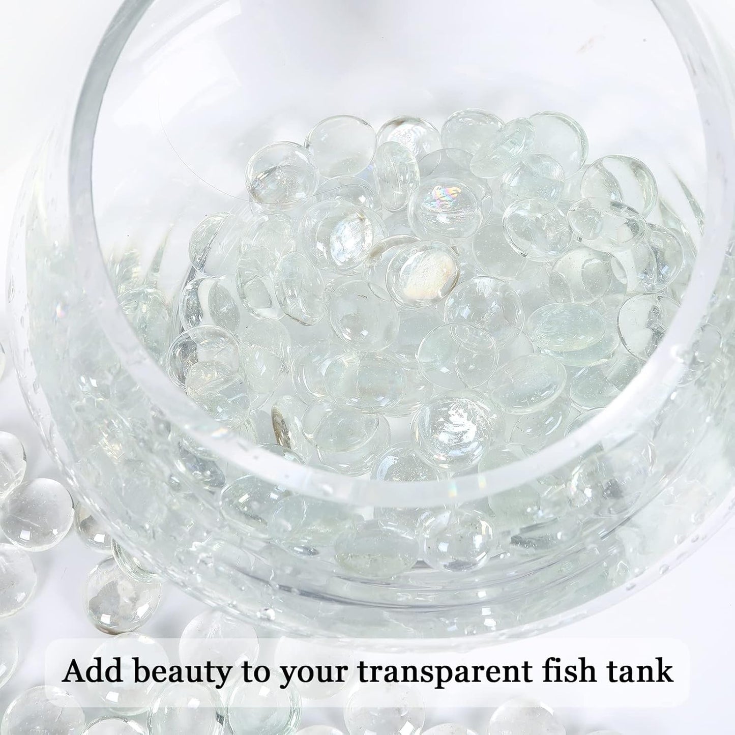 11LB Clear Flat Glass Marbles for Vase Filler, Aquariums, Hydroponics, Fire Pit & Home Decor