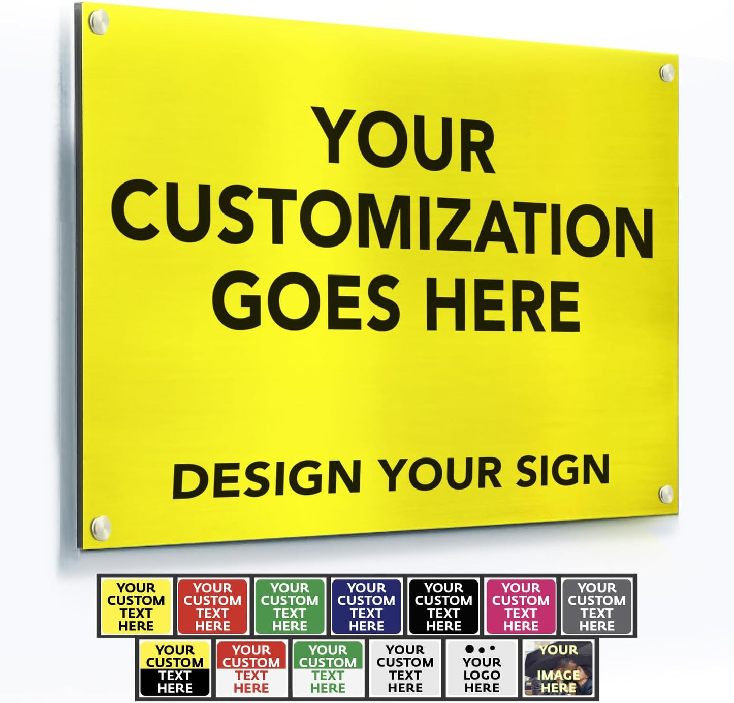 Custom Metal Signs, Personalized Aluminum, Customized Safety, Business Signs, Waterproof Outdoor, White Aluminum (Yellow, 18x12 In)