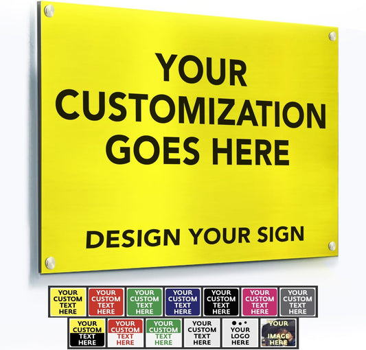Custom Outdoor Metal Signs, Personalized Aluminum Signs, Customized Safety Signs, Metal Business Signs, Waterproof Outdoor Business Signs, White Aluminum (Yellow, 30x24 In)