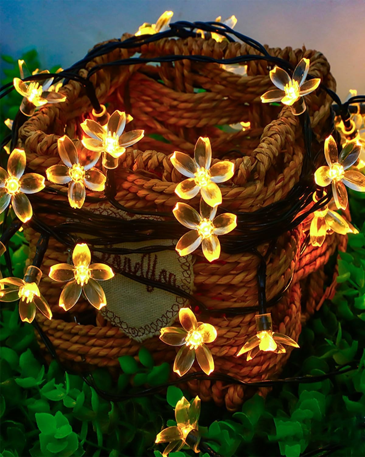 Cherry Blossom Fairy Flower String Lights Indoor Bedroom Decorations, 33ft 100 LED USB Plug in Decorative Floral Lamp for Christmas Tree Classroom Window Camping Vine Hanging (Warm White)