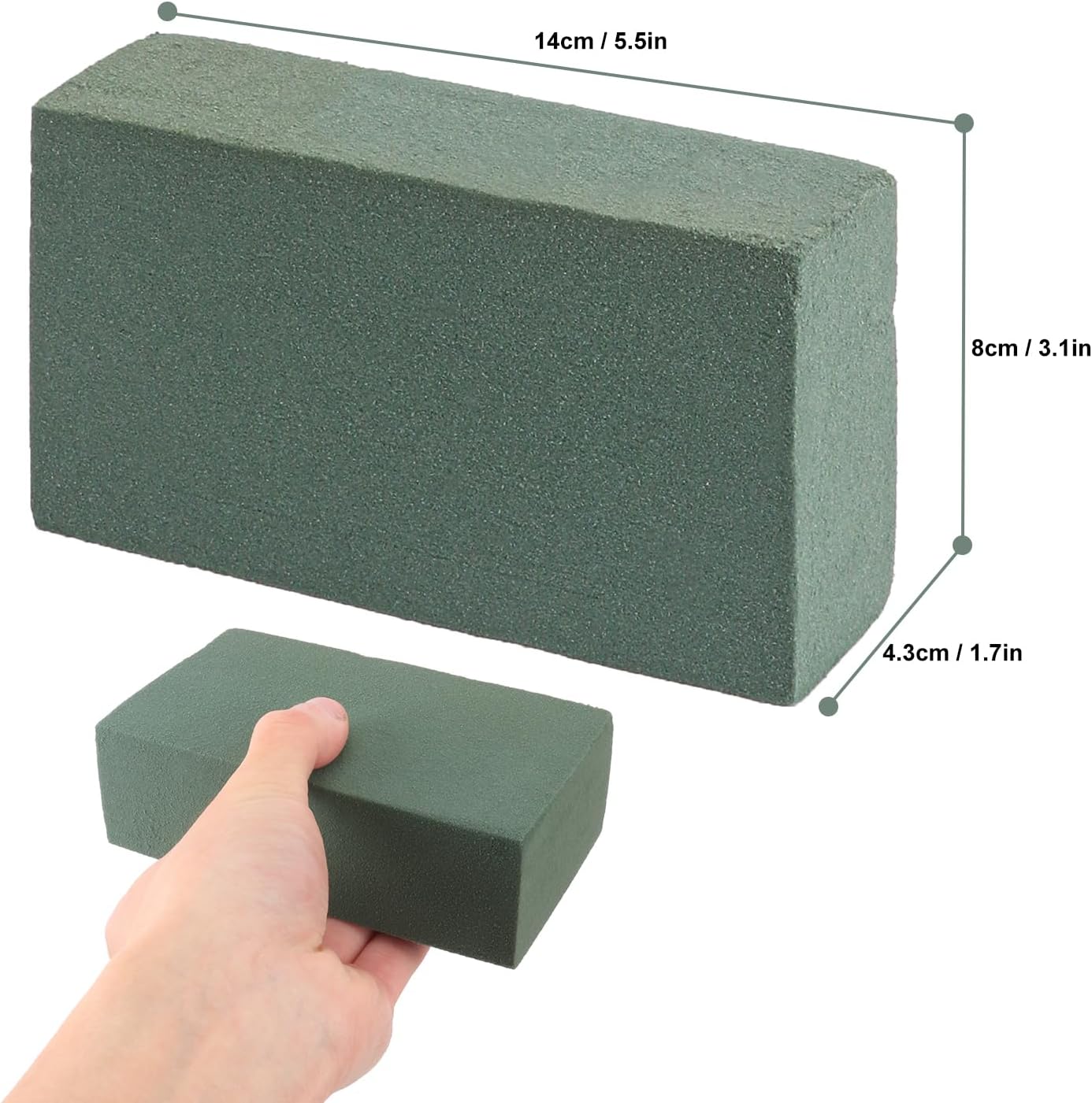 IHDYPPEW 30 PCS Green Floral Foam Blocks, 5.5"L x 3.1"W x 1.7"H Floral Foam for Flower Arrangements, Dry and Wet Florist Foam for Flowers, Flower Foam Bricks for Flowers Business, Outdoor, Weddings
