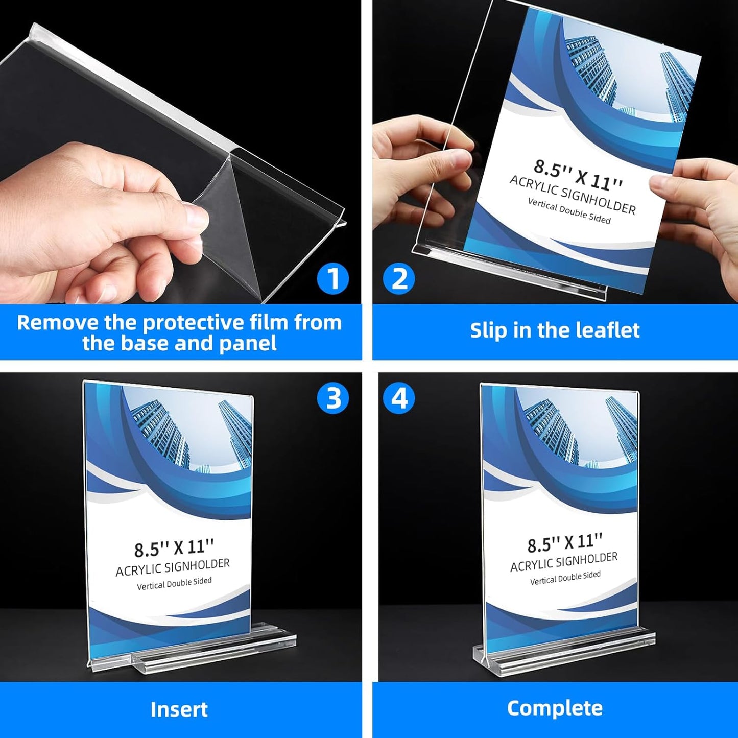 10 Pack Acrylic Sign Holder 8.5 x 11, Double-Sided Clear Sign Holder Plastic Stands for Display, T Shape Acrylic Table Sign Stands for Office Store Restaurants Wedding Party Decoration