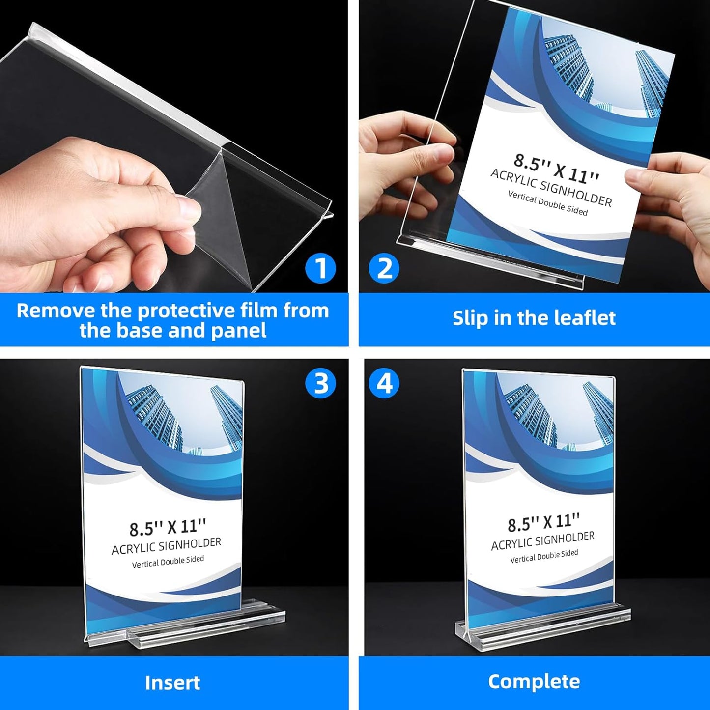 18 Pack Acrylic Sign Holder 8.5 x 11, Double-Sided Clear Sign Holder Plastic Stands for Display, T Shape Acrylic Table Sign Stands for Office Store Restaurants Wedding Party Decoration