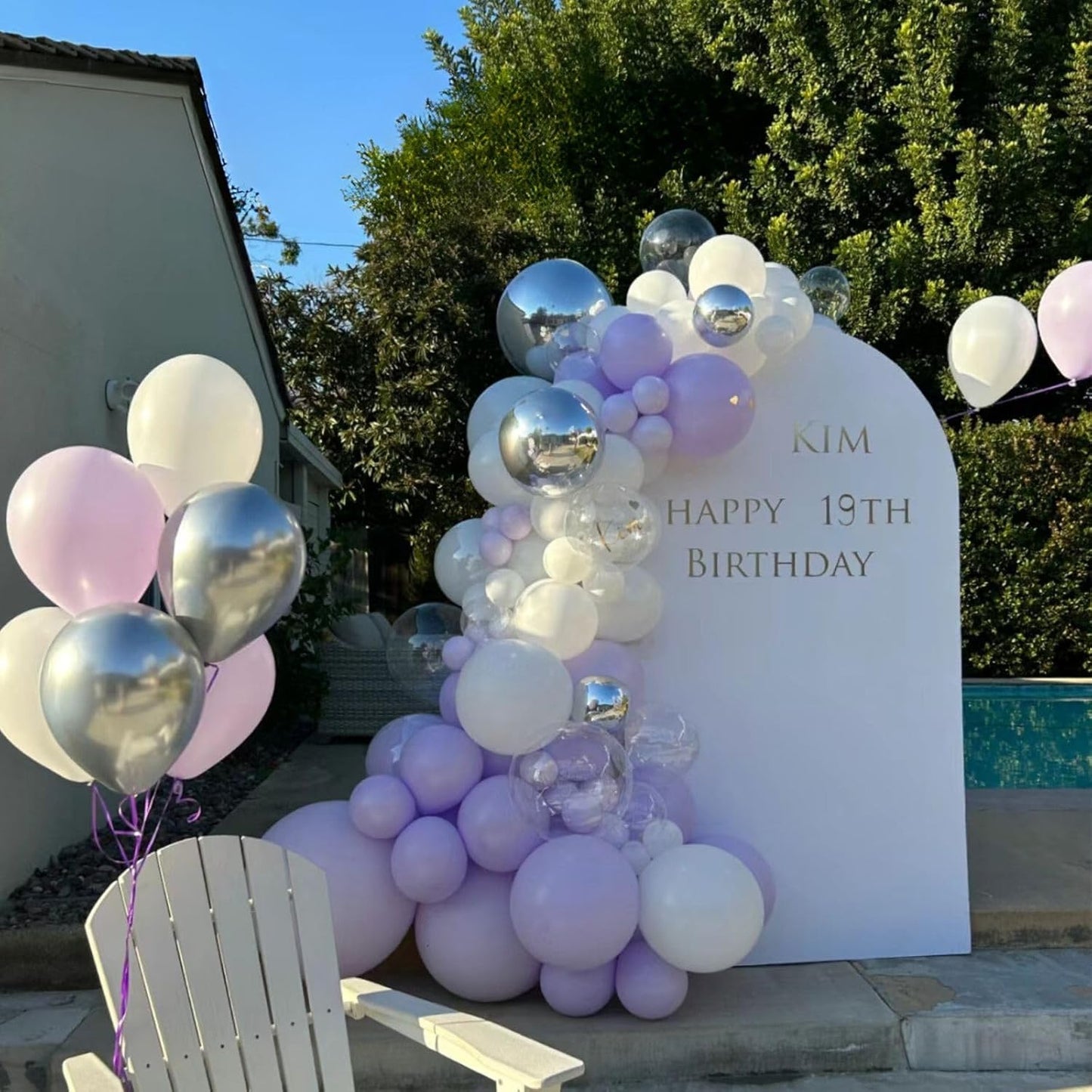 FunHot Silver and Purple Balloons, 60Pcs 12 Inch Metallic Silver Confetti and White Latex for Girls Women Birthday Wedding Baby Shower Party Decorations