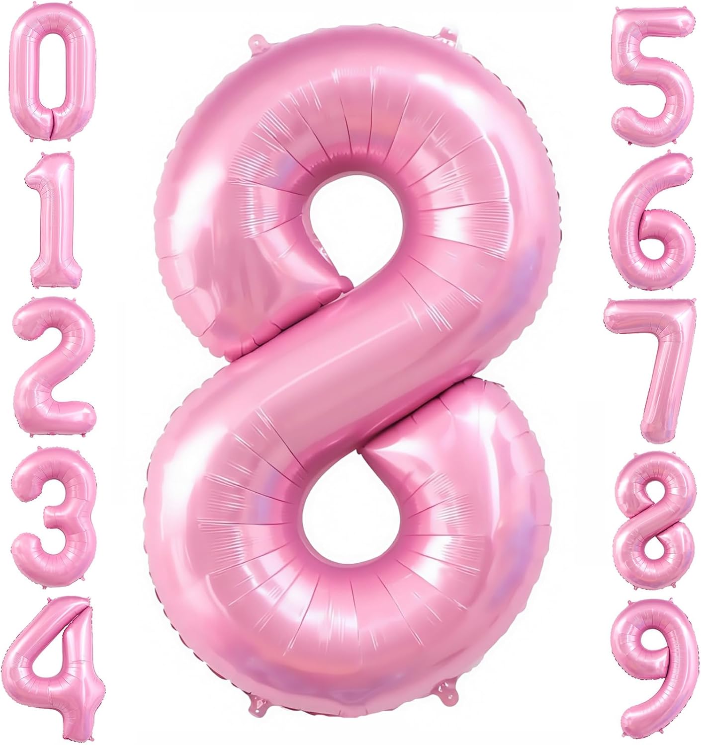 Pastel Pink 8 Balloon, Light Pink 8 Balloons Number,40 Inch Helium Foil Mylar Number 8 Balloon for Birthday Party