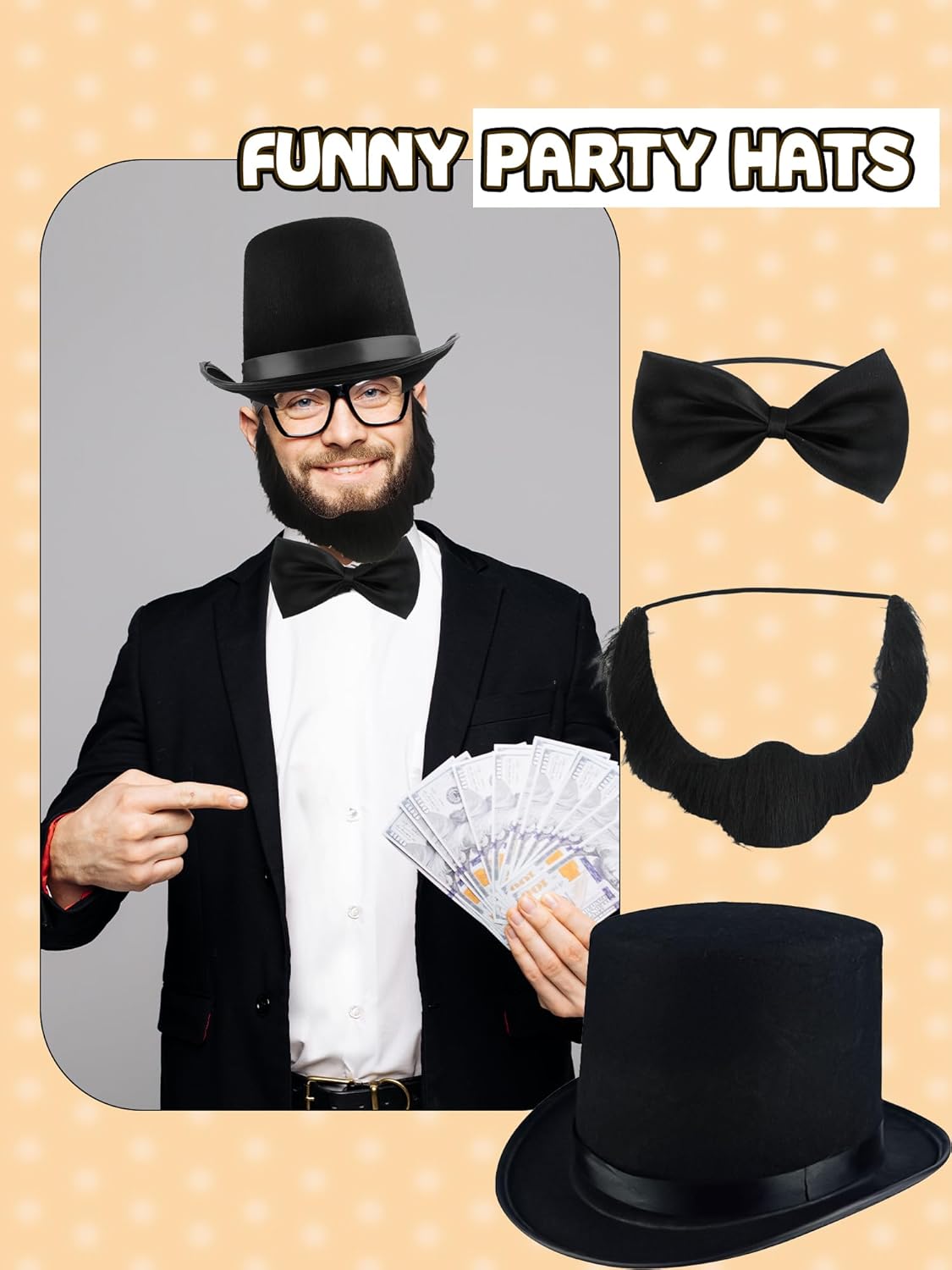 6 Pcs 1920s Gentleman Hat Costume Presidents Day 1920s Costume Accessories for Halloween Cosplay Retro Party