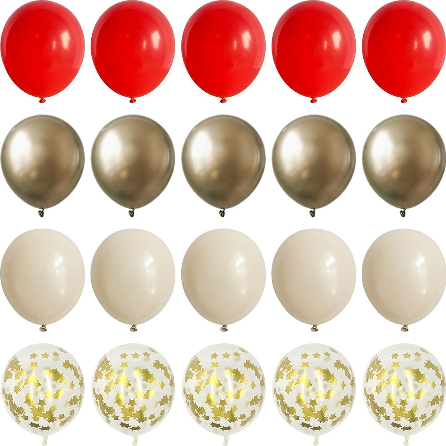 Red and White Balloons Set, Red Sand White and Gold Latex Balloons for Christmas Holiday Winter New Year Party Decorations