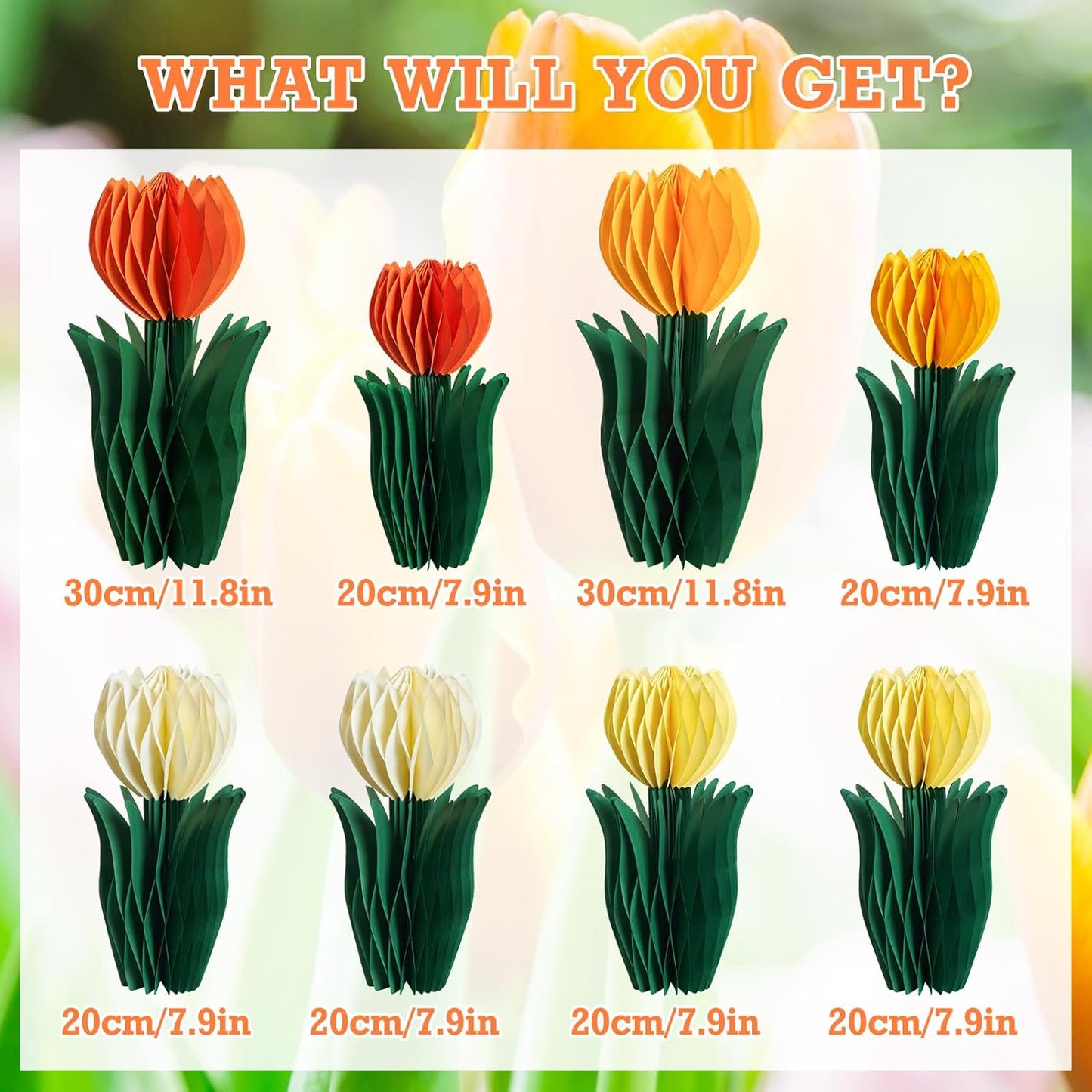 SUNBEAUTY 8 PCS Flower Honeycomb Decoration Tulip Honeycomb Decoration Mother's Day Decoration Orange Tulip Decor Spring Decor Tulips Table Centerpieces Decorations