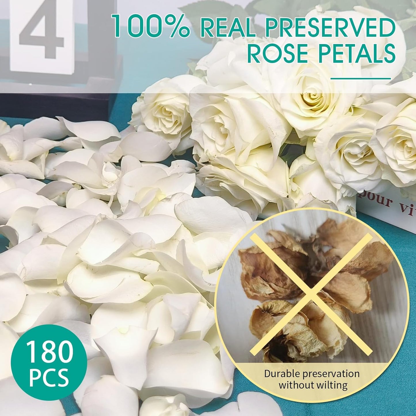 Dried Real White Rose Petals, Freeze Preserved Flower Petals 1.75oz for Valentine's Day Gifts Wedding Party Decor, Flower Girl, Dinner table Centerpieces, Bridal Shower, Flower Confetti 50g