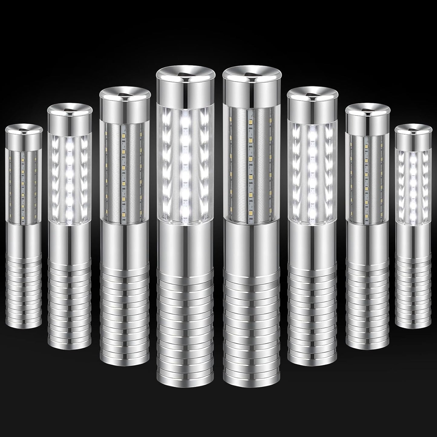 8 Pieces LED Strobe Baton Light Rechargeable Bottle Service Sparklers Stick Reusable Champagne Bottle Handheld LED for Club Stage Nightclub Party Concert Event Bar Outdoor - Silver