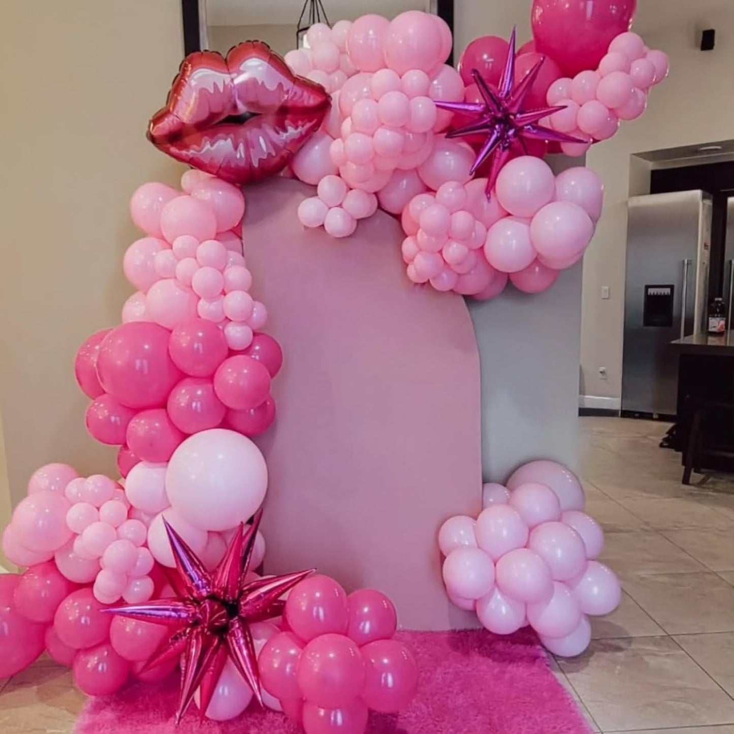 Hot Pink Star Balloons 12pcs, 27/22 Inch Foil Star Explosion Balloons, Large Spike Mylar Cone Balloon, Fireworks Shape Balloon for Wedding Engagement Baby Bridal Shower Valentine's Day