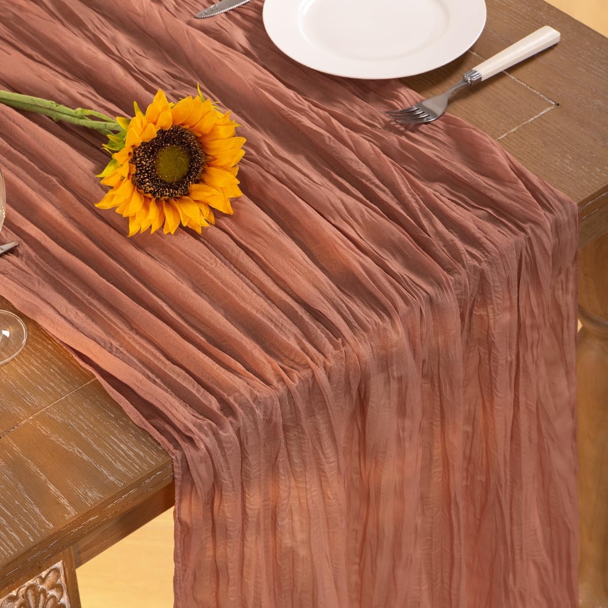 Dusty Rose Cheesecloth Table Runner Fall Table Runner Boho Gauze 120 Inches Cheese Cloth Fall Table Decorations for Thanksgiving Wedding Bridal Baby Shower Birthday Party Decor