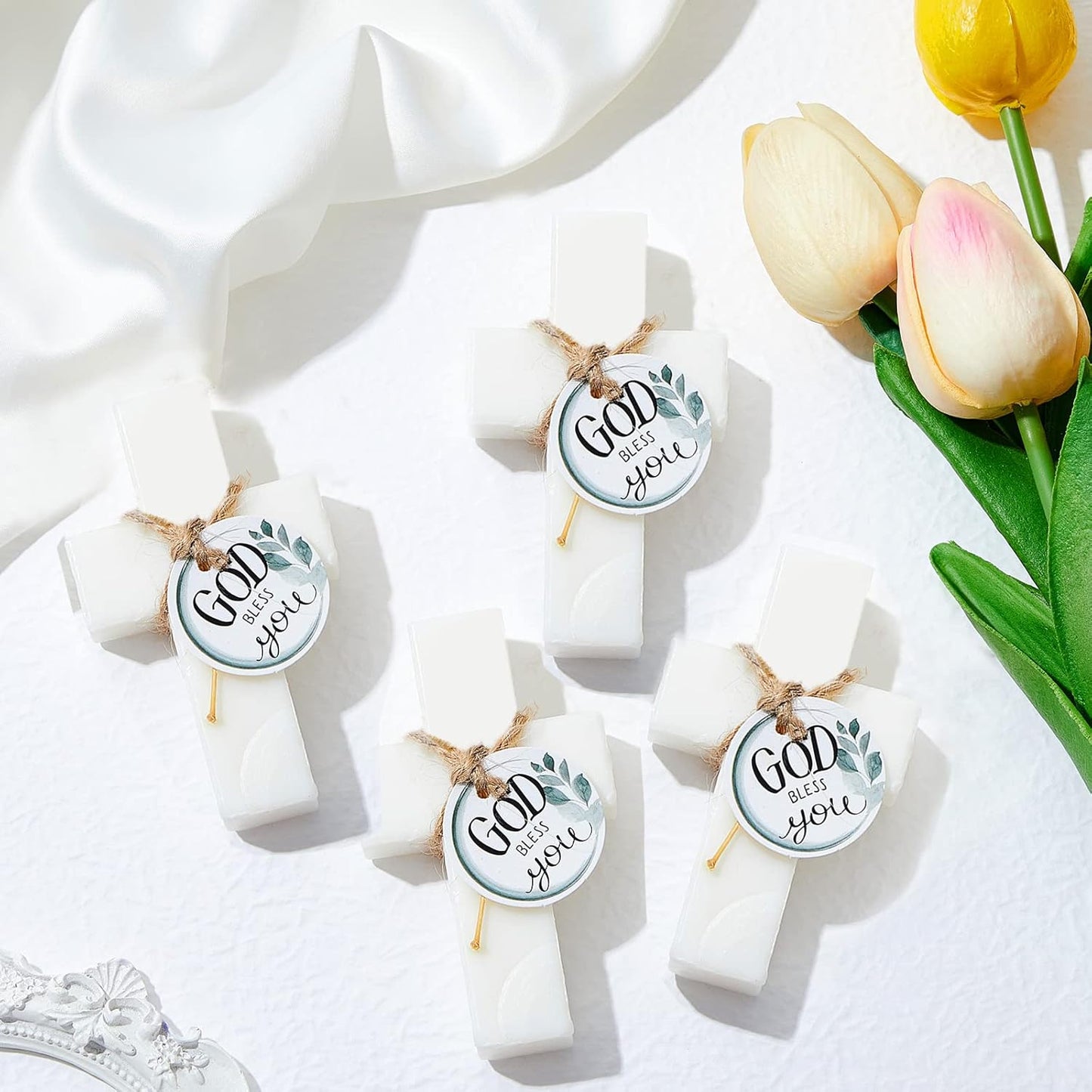 24 Pcs Cross Soap Baptism Favors, Baby Baptism Favor Scented Soap First Communion Gifts for Guests Party Wedding Birthday Gift Bridal