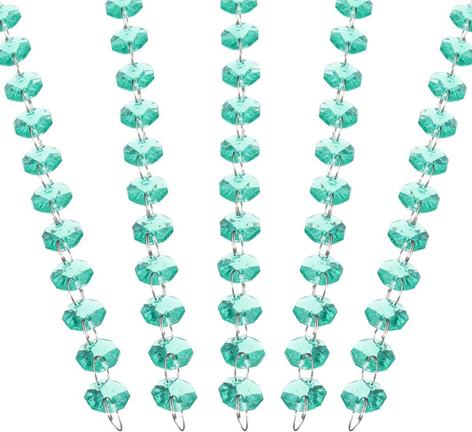 PATIKIL 14 mm Crystal Garland Strands, 16.4 Ft Acrylic Octagon Chandelier Bead Chains String for DIY Craft Wedding Party Home Decorative Jewelry Making, Blue