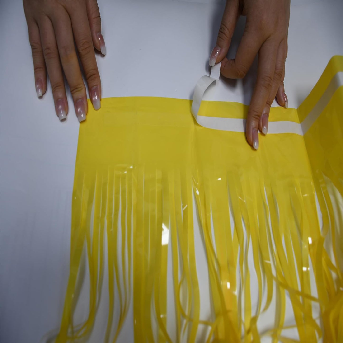 BRAVESHINE Foil Fringe Curtain Backdrop - 2 Pack Yellow Tinsel Photo Booth Backdrop Party Streamers for Easter, Birthdays, Christmas, Lemon, Pineapples, Kids' Party Decorations