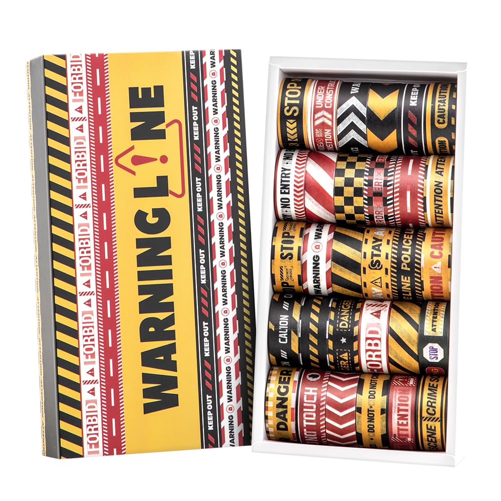 30 Rolls Warning line Theme Washi Tape Set, Writable Decorative Tapes for Scrapbooking, Bible Journaling, Bullet Journaling, 0.6"x79" per Roll