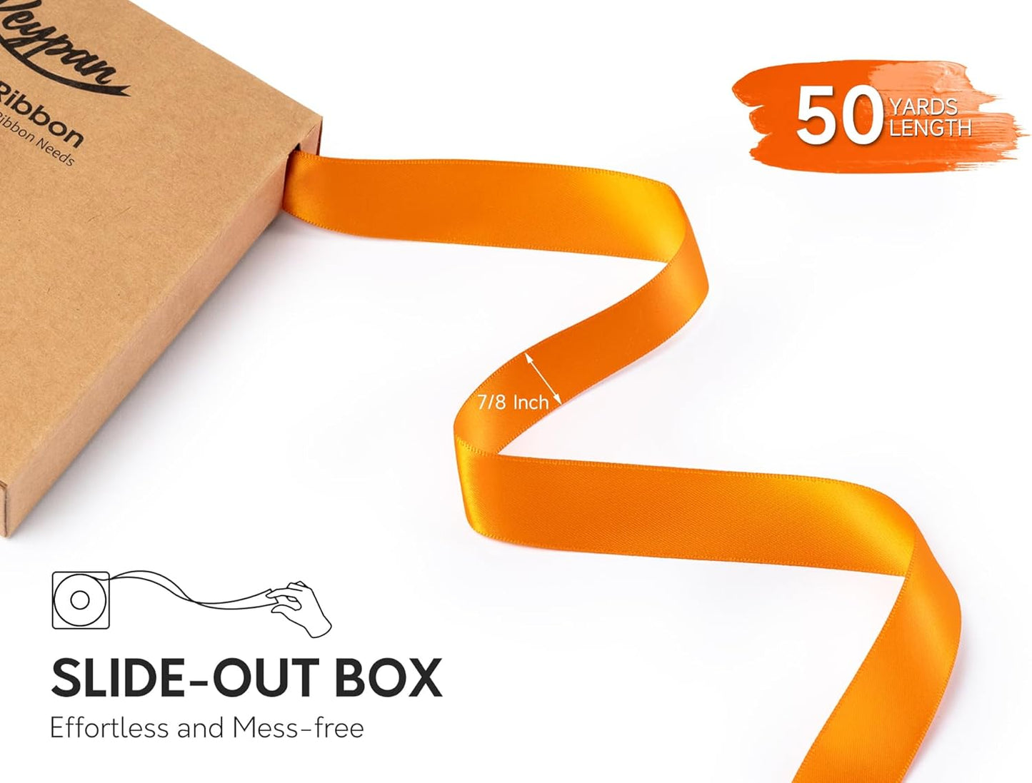 Orange Satin Ribbon 7/8 Inch x 50 Yards Double-Faced for Bows Crafts Gift Wrapping Christmas Flower Bouquet Fall Wedding