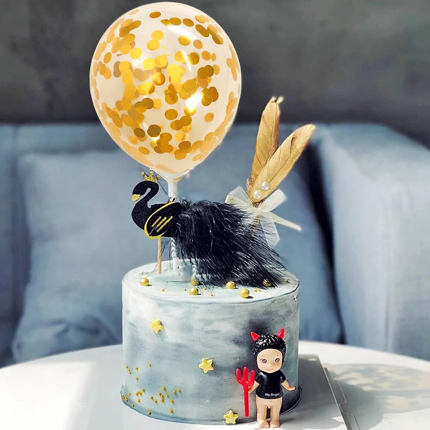 Gold Confetti Balloons, 40 Pcs 5 Inch Clear Balloons with Confetti Inside for Graduation Engagement Cake Topper Decor Bridal Shower Baby Shower Birthday Party Decoration Supplies