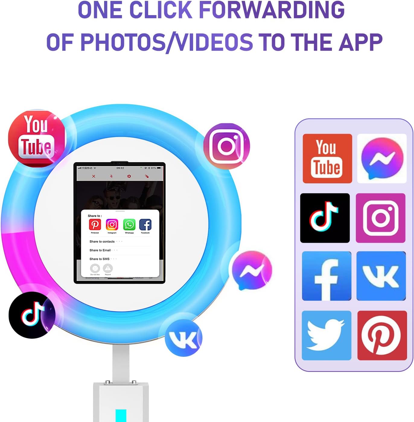 HARZHI Portable Photo Booth Compatible with Ipad 12.9in 10.9in 10.2in,for Ipad Photo Booth Shell Stand Stand Provide Chacktok PhotoBooth Software for Party and Wedding, Flight Case