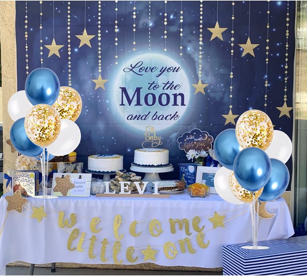 TONIFUL 4 Table Centerpiece Balloon Stand Kit Include Blue White Gold Confetti Balloons Prefect for New Year 2025, Birthday Table Decorations,Class of 2025 Graduation,Baby Shower,Party Decorations