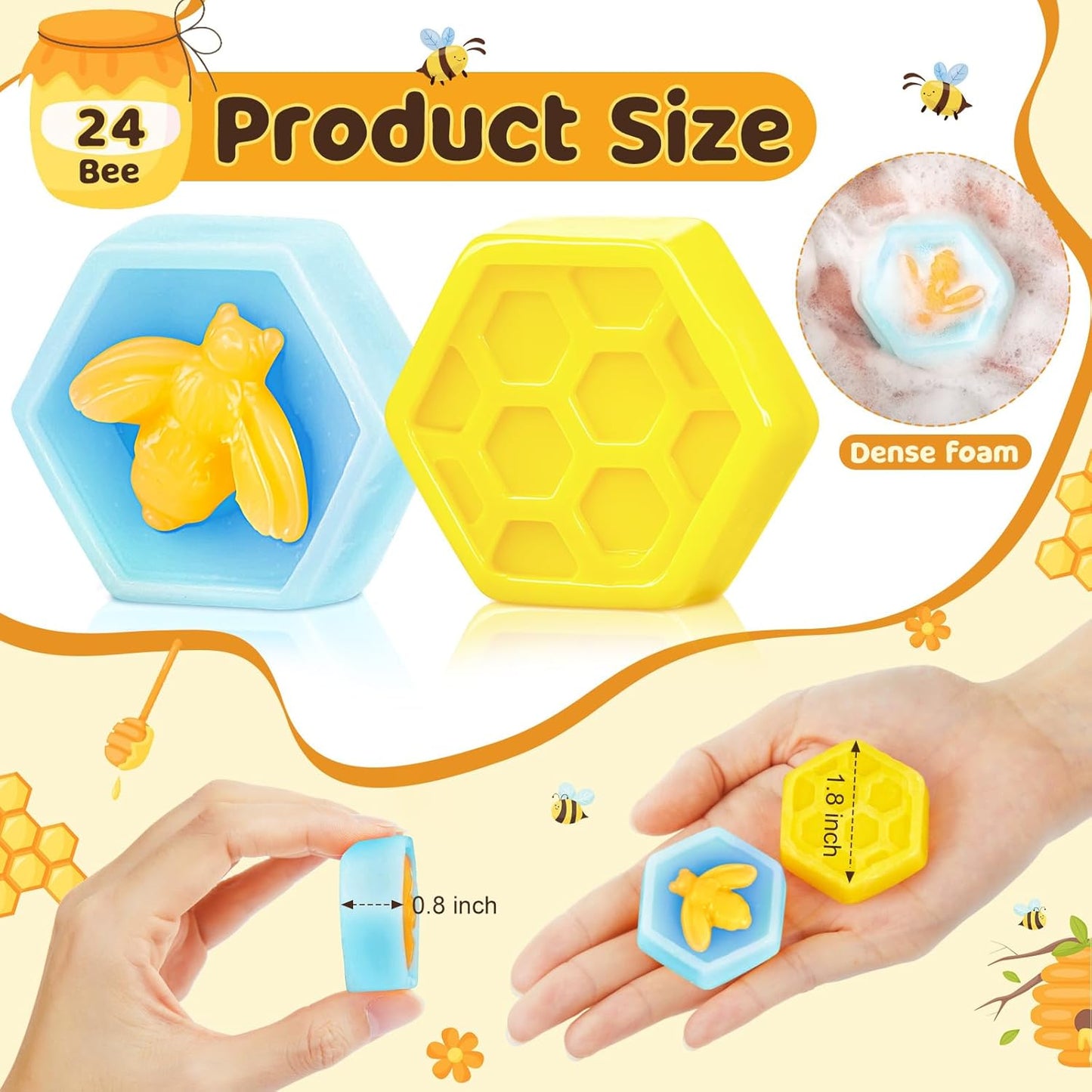 24 Set Baby Shower Favors Bee Party Favors Including Honeycomb Soap with Thank You Card Gift Honey Soap for Guest Gender Reveal Honey Gift Birthday Party Decorations (Blue,Yellow)