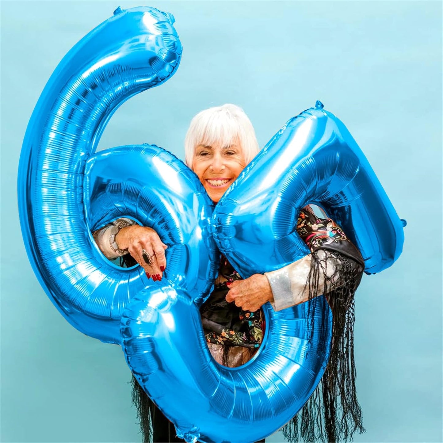 40 Inch Blue Large Numbers Balloons 0-9, Self Inflating Foil Number 6 Helium Balloons for 6th Boys, Big Digit 6 Balloons for Men 16th 60th Birthday Party Anniversary Graduation Supplies Decorations