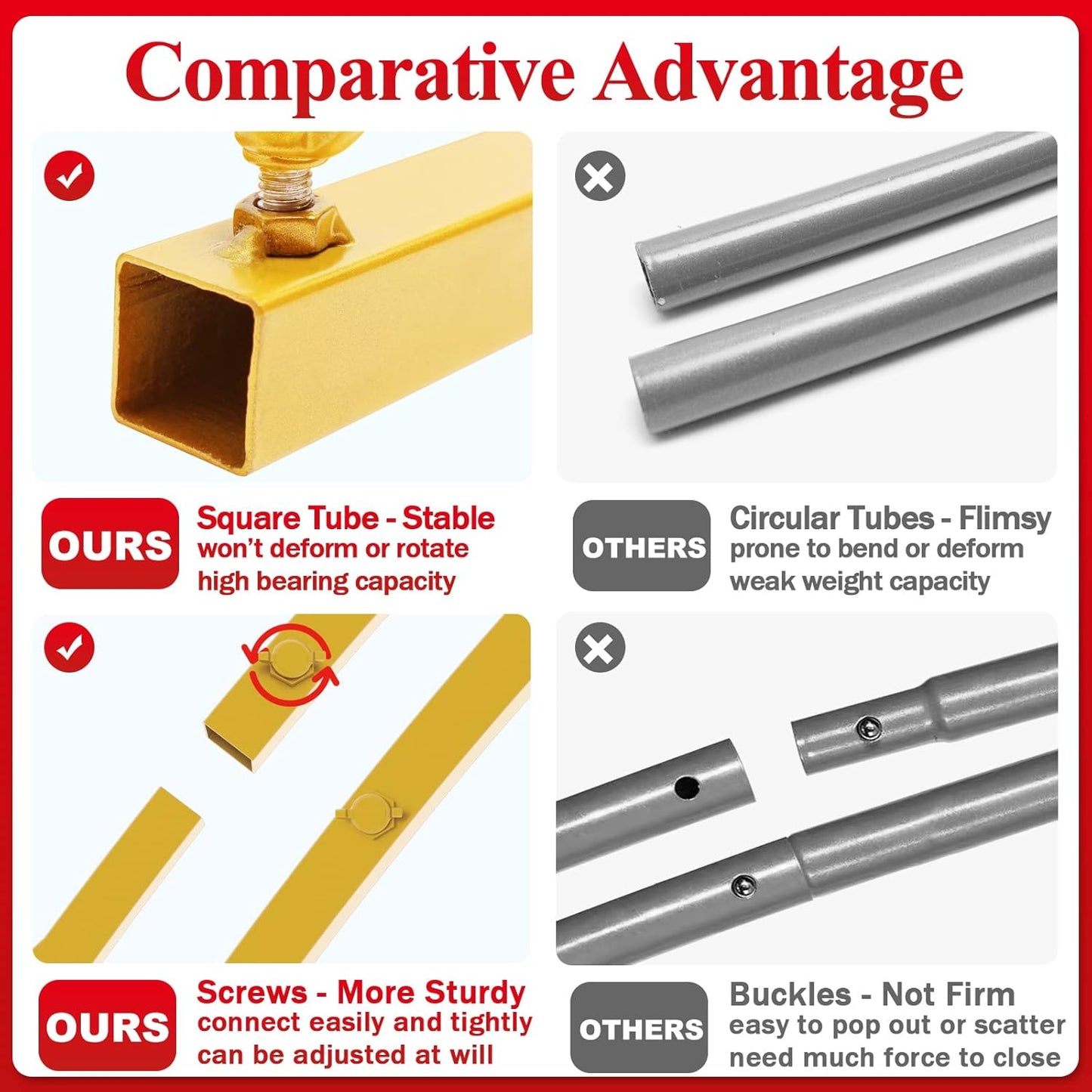 Putros Metal Arch Stand 6FT Gold Wedding Balloon Arched Backdrop Stand Square Arch Frame for Birthday Party Bridal Baby Shower Ceremony Decoration